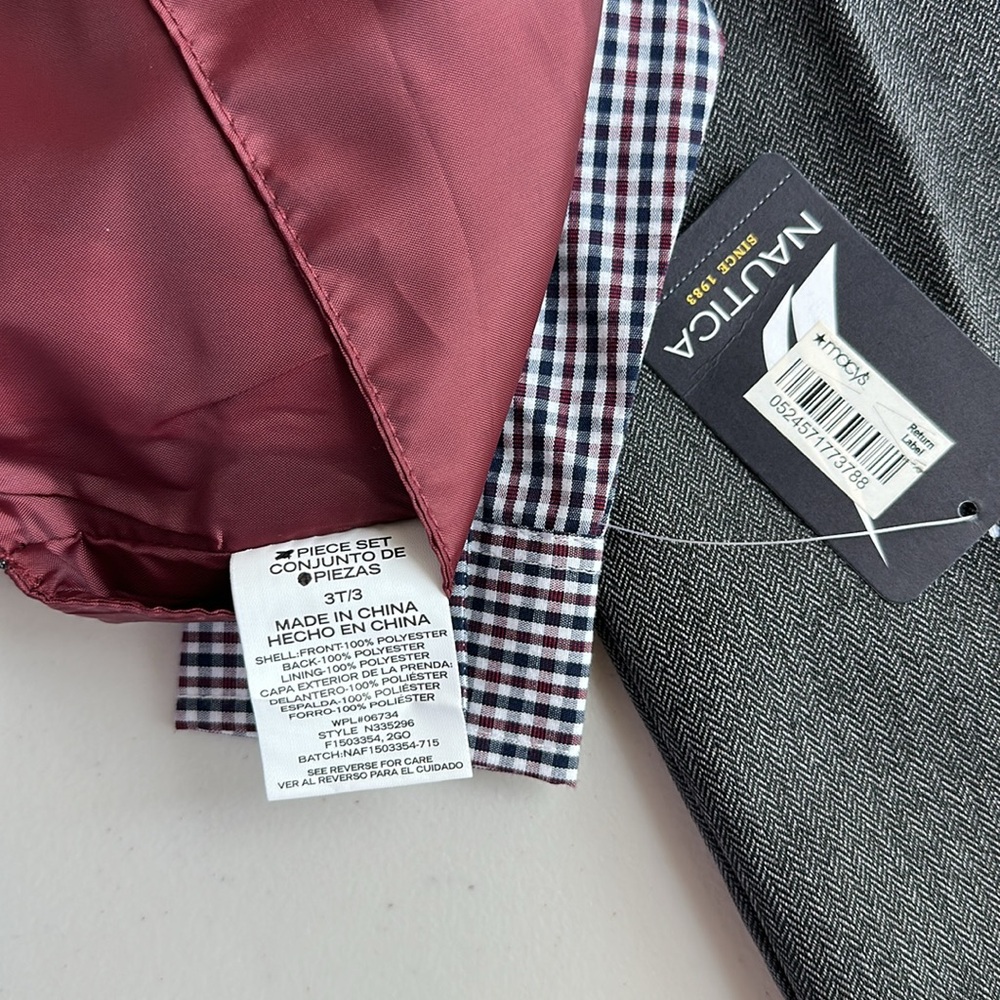 NWT Nautica 3pieces Checkered Shirt and Vest Set Size 3-T (Boy) - Picture 5 of 16